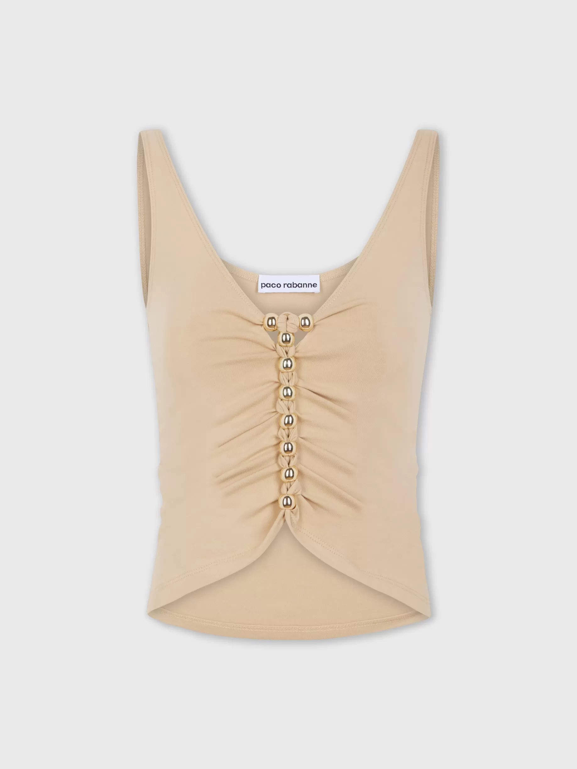 Rabanne Drapped raffia colored top with metallic details