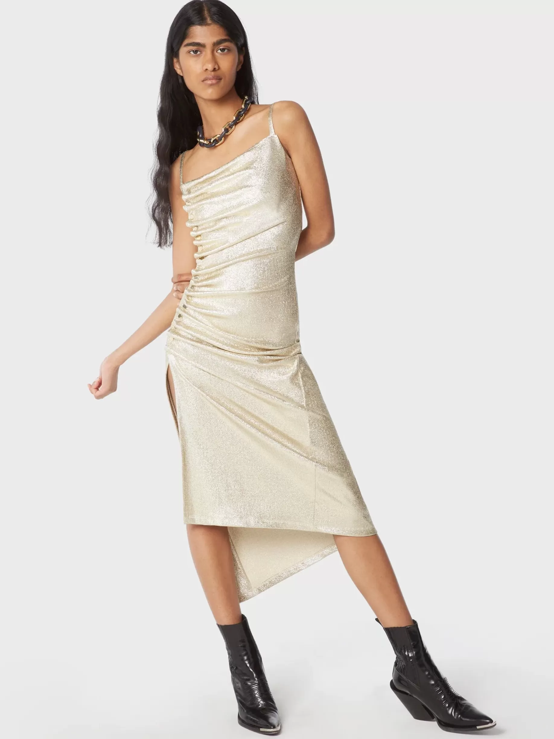 Rabanne Gold drapé pression Dress in jersey